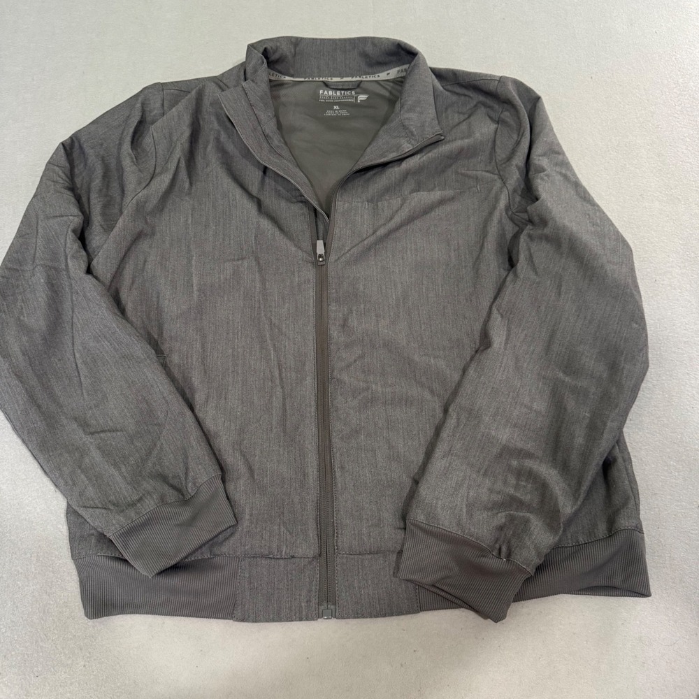 Fabletics Full Zip Jacket Womens XL Gray Mock Neck Performance Athletic Active